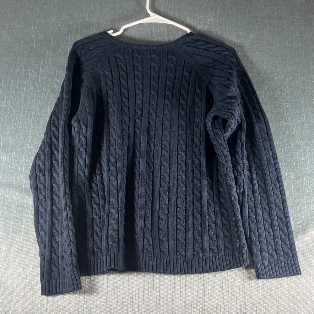 L.L. Bean Women's Black Cable Knit Crewneck Sweater Size L